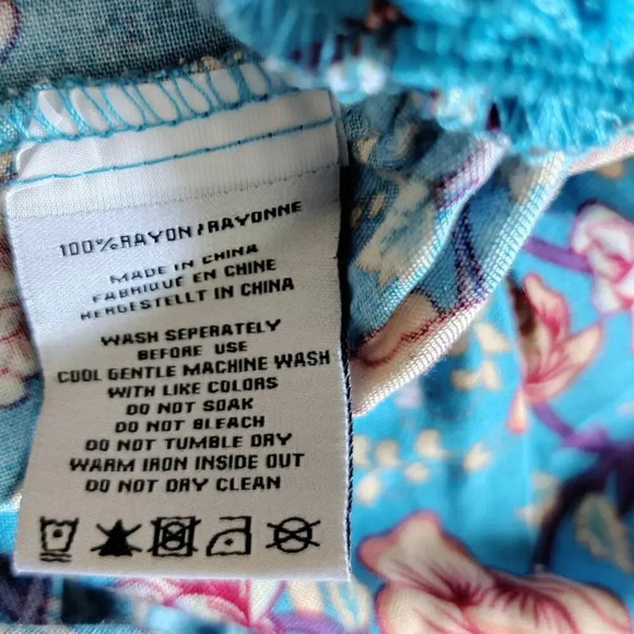 Sunday Mi Amor Floral Halter Neck Sleeveless Mini Dress Blue Tiered Size M Swing - Picture 7 of 11